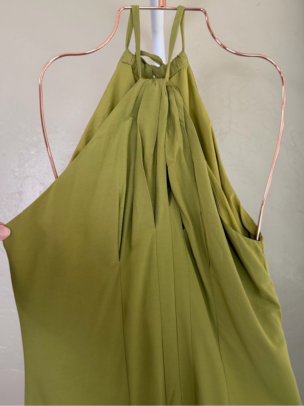 Commense Chartreuse Green Twist Front Halter Maxi Dress Small NWT Front Slit - Picture 5 of 11